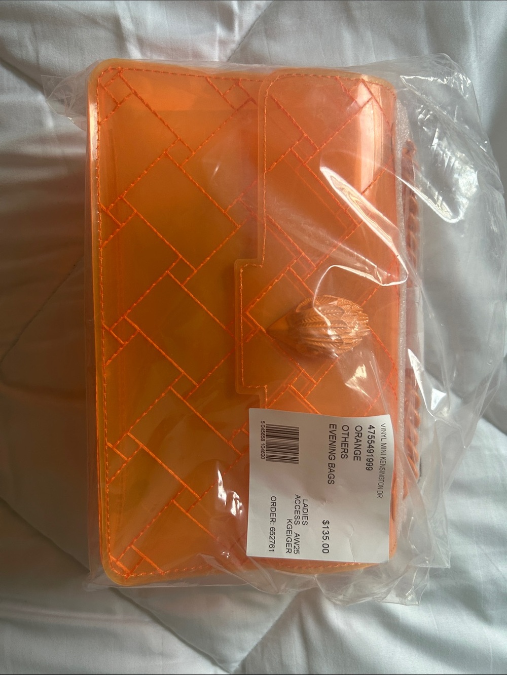Kurt Geiger Quilted Orange Evening Crossbody
